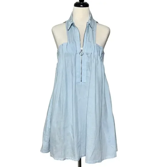 Tobi Angela Chambray Shift Dress SZ L Blue - Picture 2 of 11